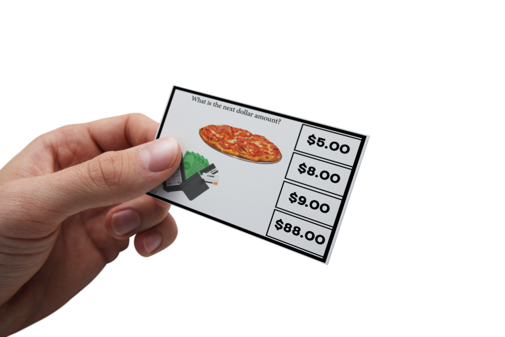 Next Dollar Up Task Card In Hand Pizza I LOVE these next dollar up clip cards, they are the perfect way to get my special education students ready for CBI trips.